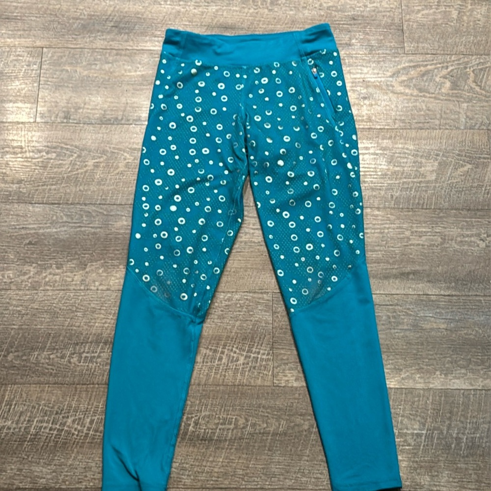 Girl’s Champion active/glitter/teal leggings size Large (10/12)
